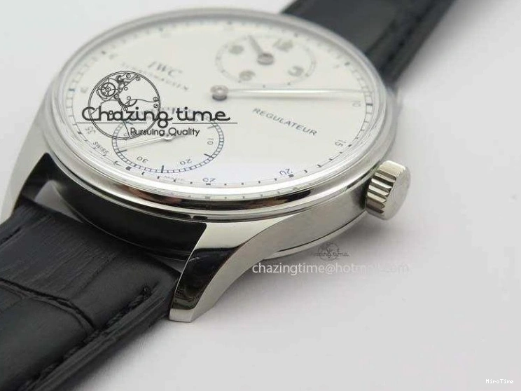 MIROTIME 0424 Effortless Portuguese IW544404 SS White Dial On Black Leather Strap A 7257